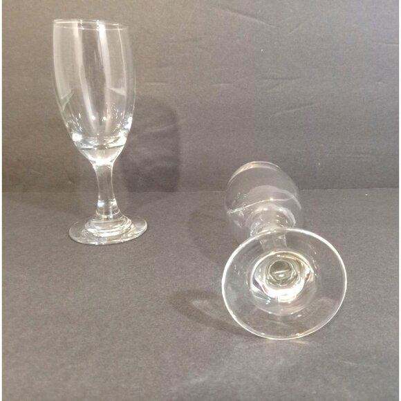 Small Stem Wine Glasses Clear Set Of 2 7 H x 3 W x 3.5 Stem Base - Picture 6 of 8
